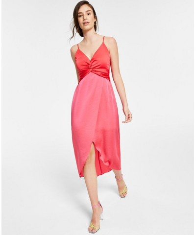 Twist-Front Two-Tone Midi Dress Pink Lemonade Combo $52.32 Dresses