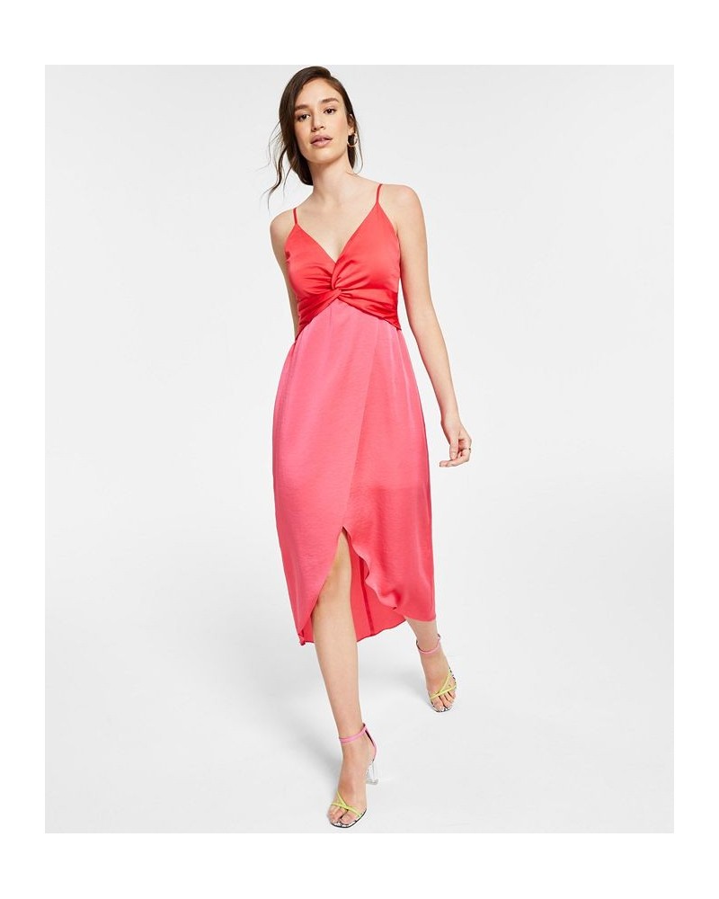 Twist-Front Two-Tone Midi Dress Pink Lemonade Combo $52.32 Dresses