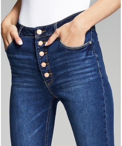 Women's Perfect Skinny Exposed Button Blue $17.73 Jeans