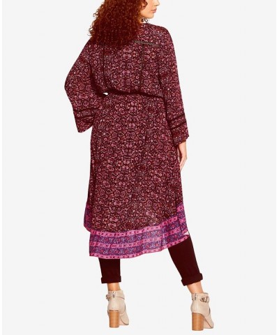 Trendy Plus Size Marigold Duster Purple Reine Print $55.93 Tops