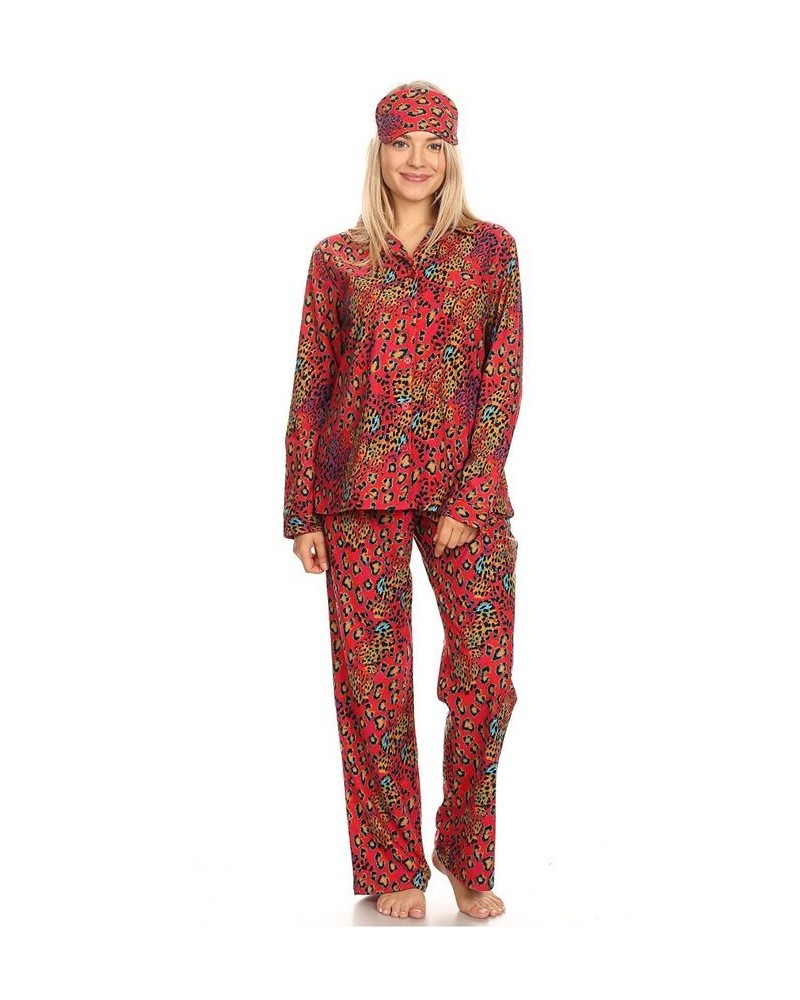 3-Piece Cozy Pajama Set Red Cheetah $21.32 Sleepwear