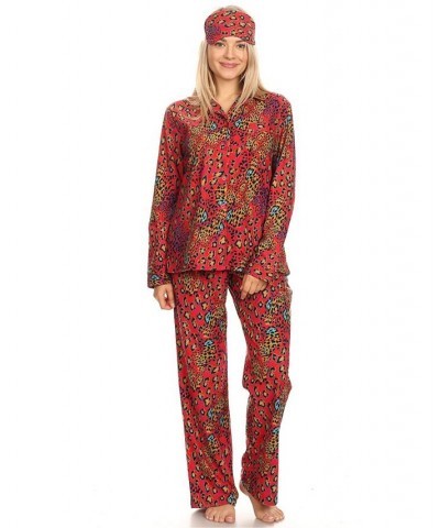 3-Piece Cozy Pajama Set Red Cheetah $21.32 Sleepwear