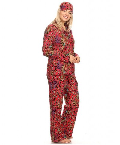 3-Piece Cozy Pajama Set Red Cheetah $21.32 Sleepwear