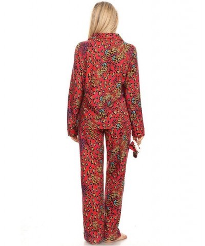 3-Piece Cozy Pajama Set Red Cheetah $21.32 Sleepwear