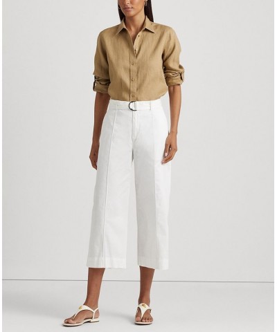 Women's Micro-Sanded Twill Belted Wide-Leg Pants White $77.50 Pants