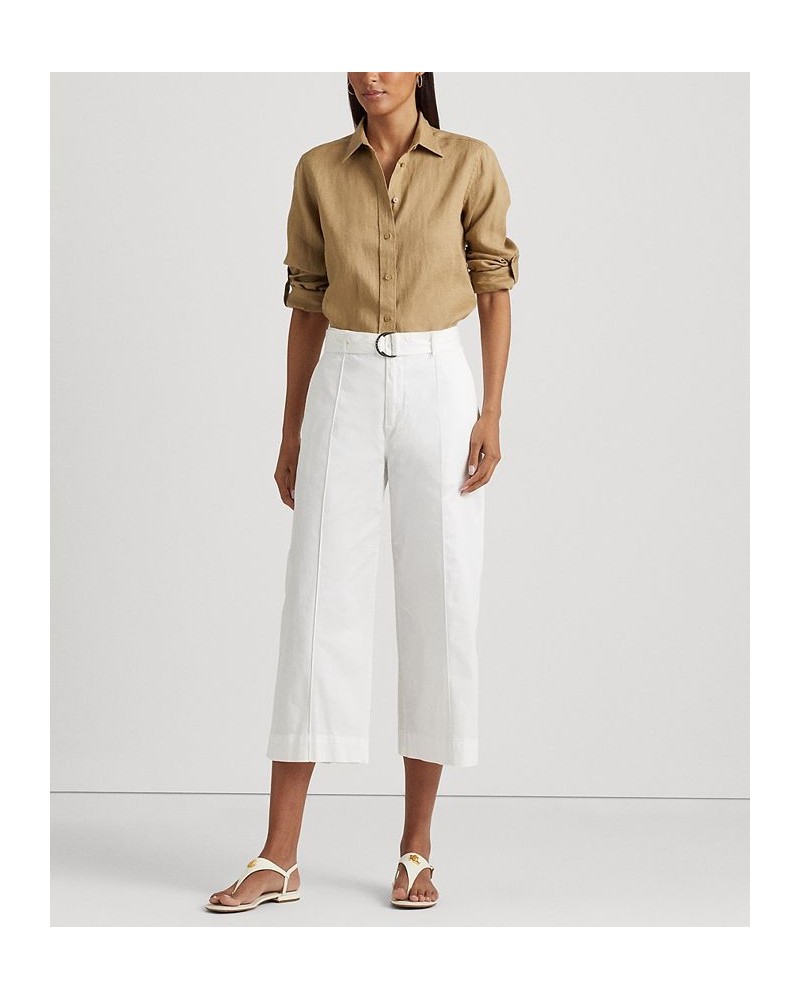 Women's Micro-Sanded Twill Belted Wide-Leg Pants White $77.50 Pants