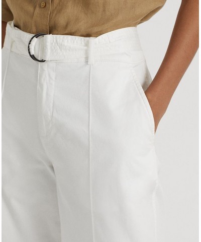 Women's Micro-Sanded Twill Belted Wide-Leg Pants White $77.50 Pants