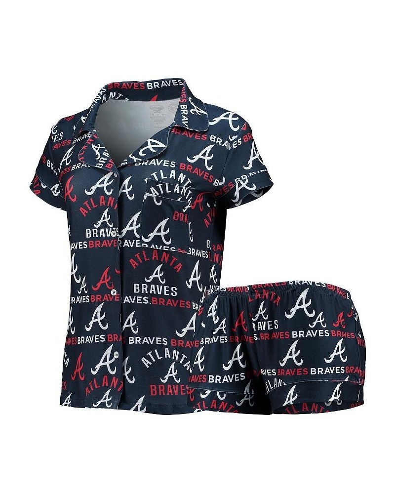 Women's Navy Atlanta Braves Flagship Allover Print Top and Shorts Sleep Set Navy $24.75 Pajama