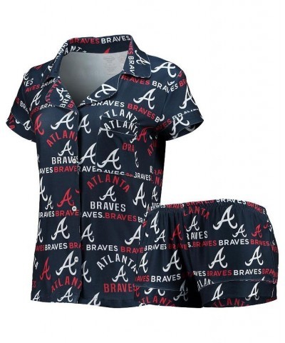 Women's Navy Atlanta Braves Flagship Allover Print Top and Shorts Sleep Set Navy $24.75 Pajama