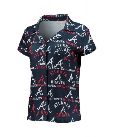 Women's Navy Atlanta Braves Flagship Allover Print Top and Shorts Sleep Set Navy $24.75 Pajama