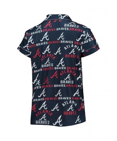 Women's Navy Atlanta Braves Flagship Allover Print Top and Shorts Sleep Set Navy $24.75 Pajama