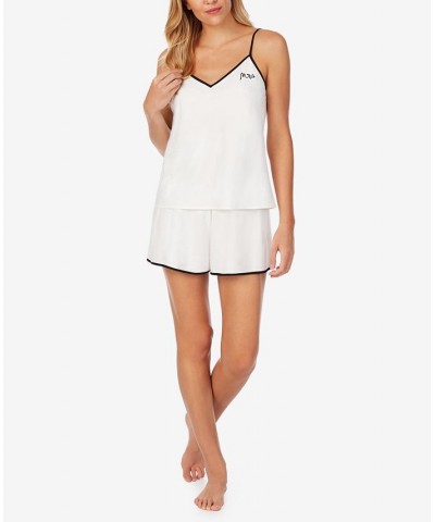 Women's Satin Camisole Tap Set with Eyelash Eye Mask White $44.88 Sleepwear