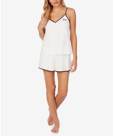 Women's Satin Camisole Tap Set with Eyelash Eye Mask White $44.88 Sleepwear