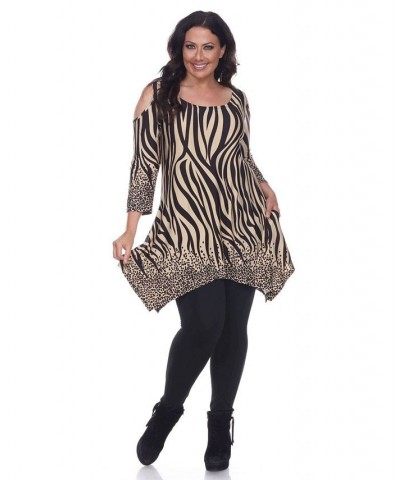 Plus Size Antonia Cut-Out Shoulder Tunic Black Brow $27.28 Tops