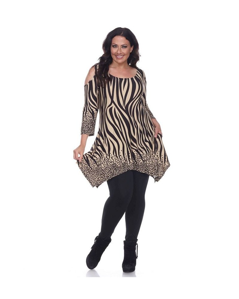 Plus Size Antonia Cut-Out Shoulder Tunic Black Brow $27.28 Tops