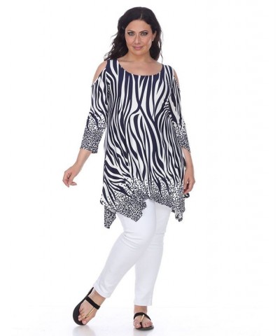 Plus Size Antonia Cut-Out Shoulder Tunic Black Brow $27.28 Tops