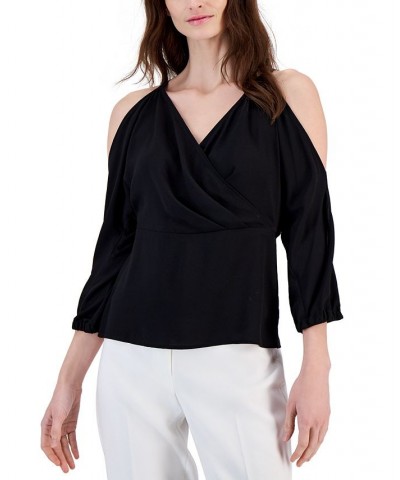 Women's Cold-Shoulder Peplum Top Black $34.88 Tops