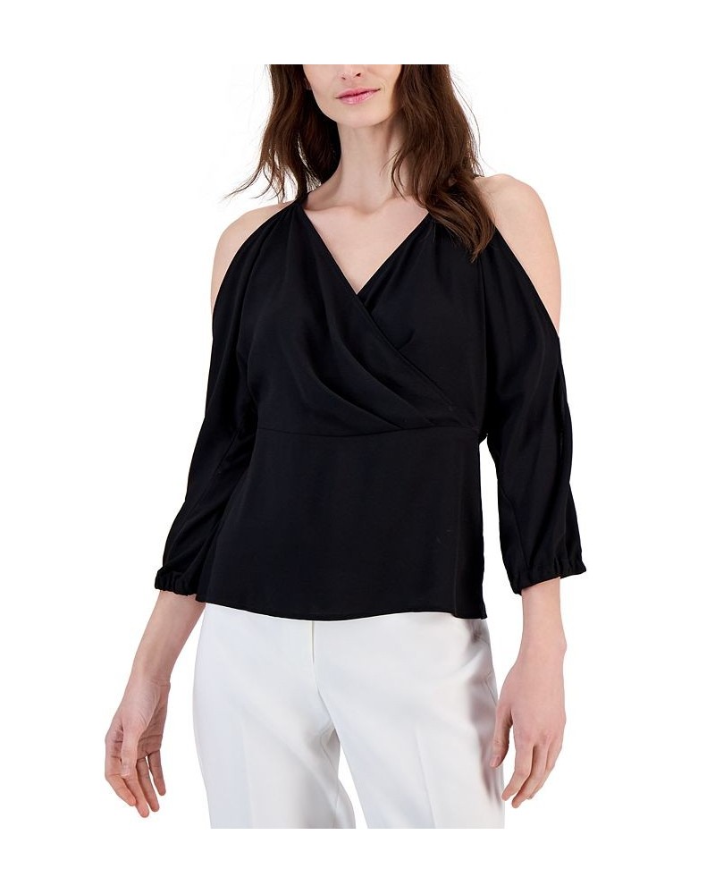 Women's Cold-Shoulder Peplum Top Black $34.88 Tops