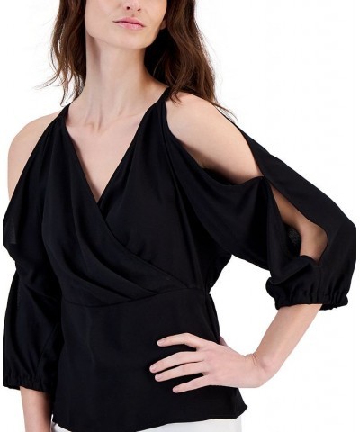 Women's Cold-Shoulder Peplum Top Black $34.88 Tops