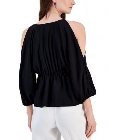 Women's Cold-Shoulder Peplum Top Black $34.88 Tops