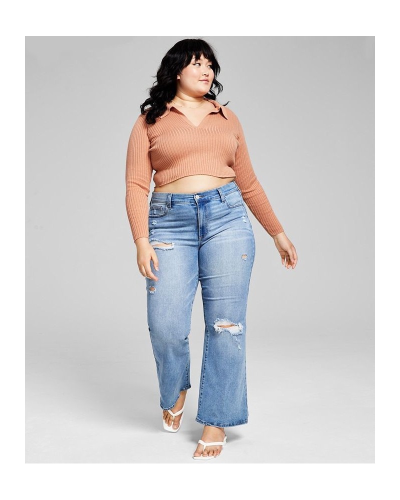 Trendy Plus Size Ripped Flare-Leg Jeans Off Limits $13.80 Jeans