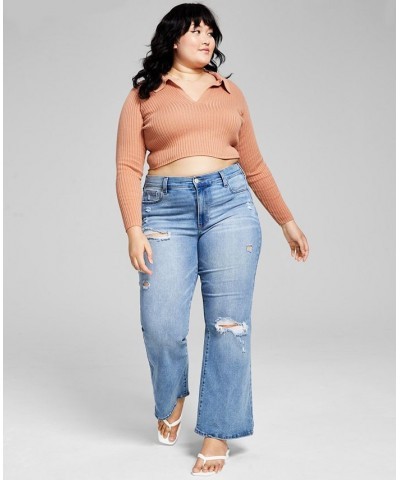 Trendy Plus Size Ripped Flare-Leg Jeans Off Limits $13.80 Jeans