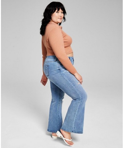 Trendy Plus Size Ripped Flare-Leg Jeans Off Limits $13.80 Jeans