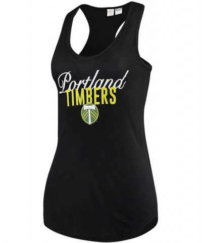 Women's Black and White Portland Timbers Slumber Ruffle Shorts and Tank Top Sleep Set Black, White $31.89 Pajama