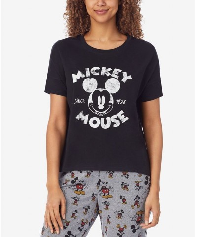 Women's Mickey Mouse Printed Short-Sleeve Pajama Shirt Yellow $8.98 Sleepwear