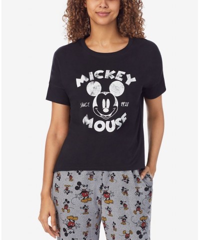 Women's Mickey Mouse Printed Short-Sleeve Pajama Shirt Yellow $8.98 Sleepwear