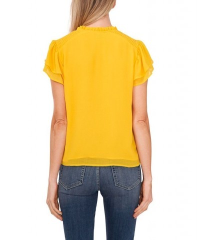 Women's Yoryu Flutter Sleeve Blouse Saffron Yellow $41.83 Tops