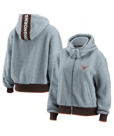 Women's Gray Texas Longhorns Sherpa Full-Zip Hoodie Jacket Gray $50.99 Jackets