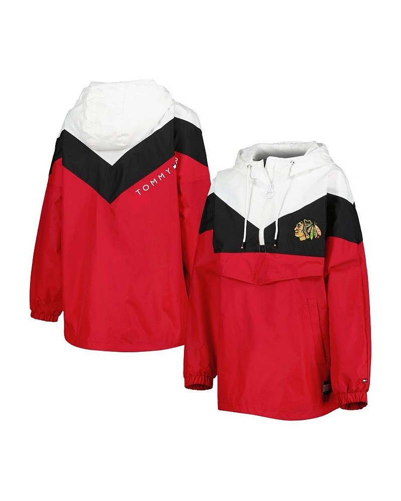 Women's Black Red Chicago Blackhawks Staci Half-Zip Windbreaker Jacket Black, Red $63.45 Jackets