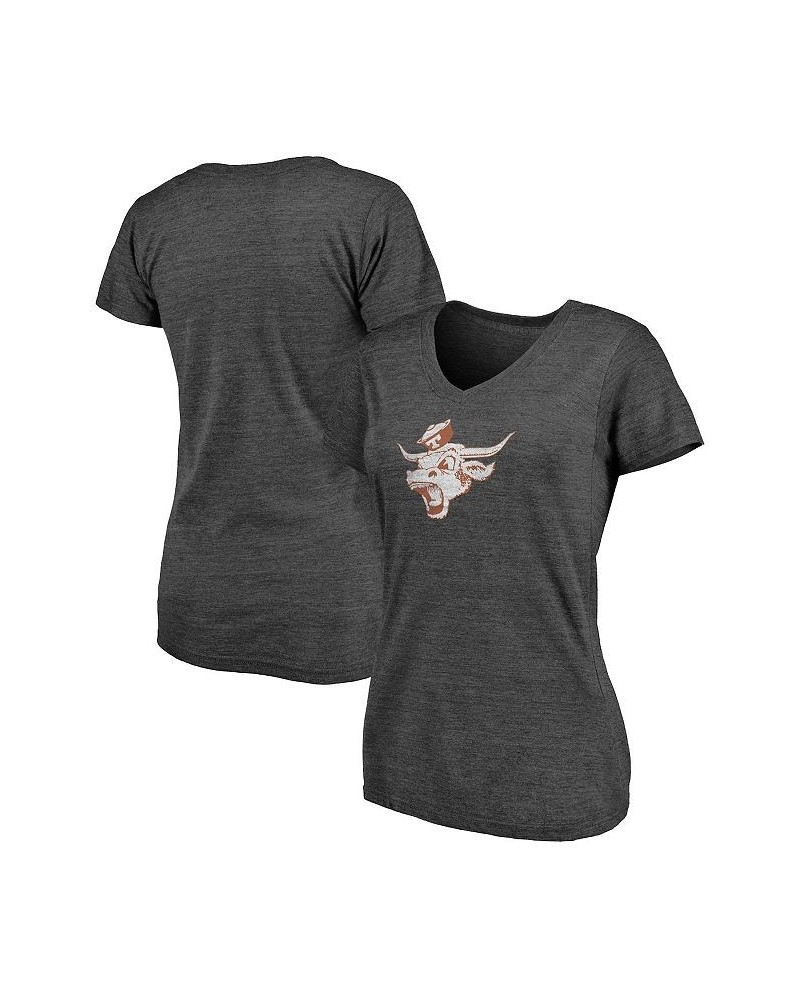 Women's Branded Heathered Charcoal Texas Longhorns Vault Primary Logo V-Neck Tri-Blend T-shirt Heathered Charcoal $22.79 Tops