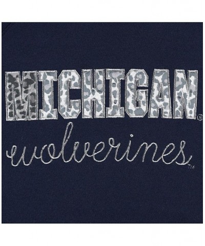 Women's Navy Michigan Wolverines Steamboat Animal Print Raglan Pullover Sweatshirt Navy $36.39 Sweatshirts