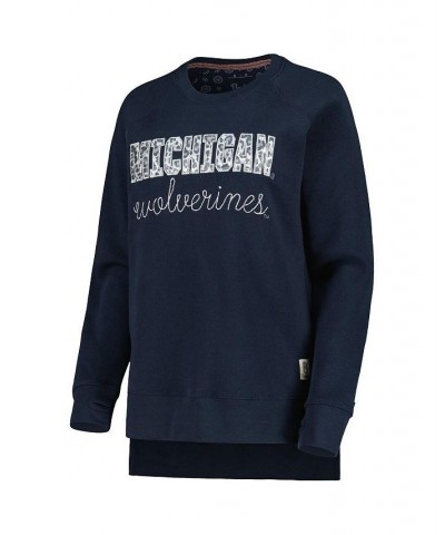 Women's Navy Michigan Wolverines Steamboat Animal Print Raglan Pullover Sweatshirt Navy $36.39 Sweatshirts