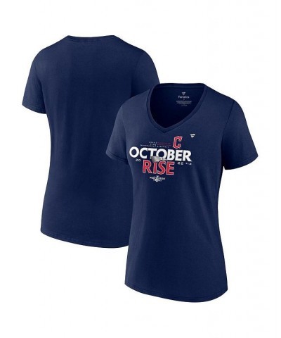 Women's Branded Navy Cleveland Guardians 2022 Postseason Locker Room V-Neck T-shirt Navy $29.99 Tops