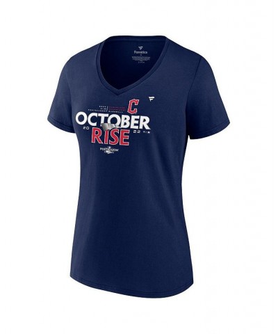 Women's Branded Navy Cleveland Guardians 2022 Postseason Locker Room V-Neck T-shirt Navy $29.99 Tops