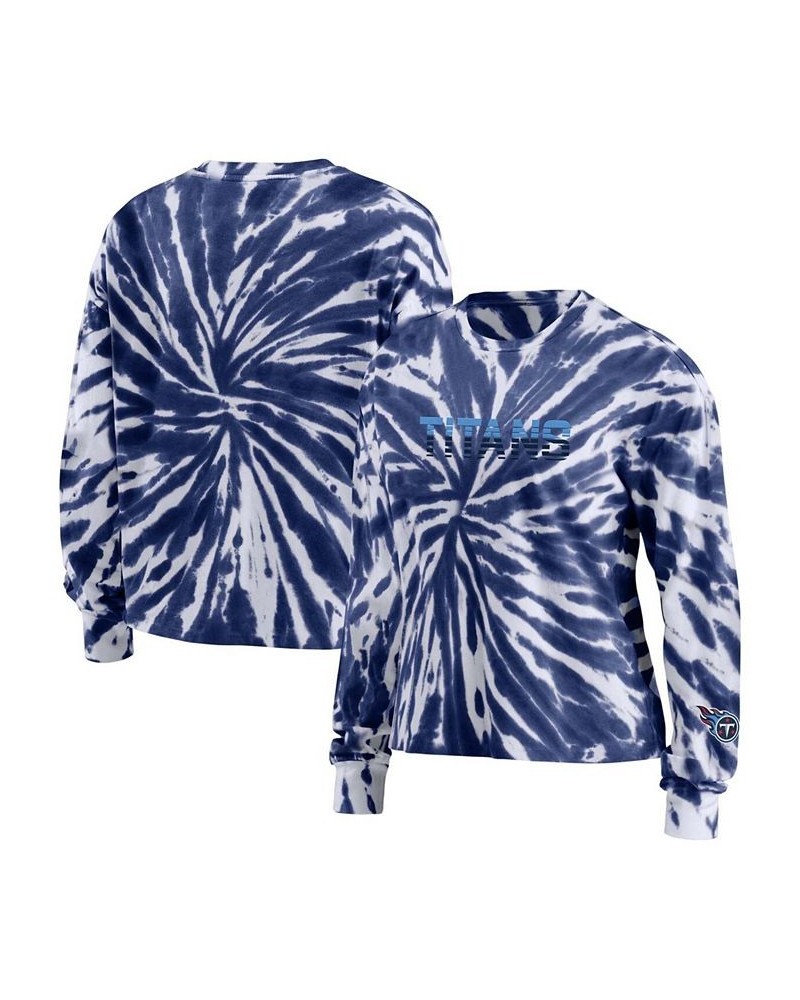 Women's Navy Tennessee Titans Tie-Dye Long Sleeve T-shirt Navy $28.59 Tops