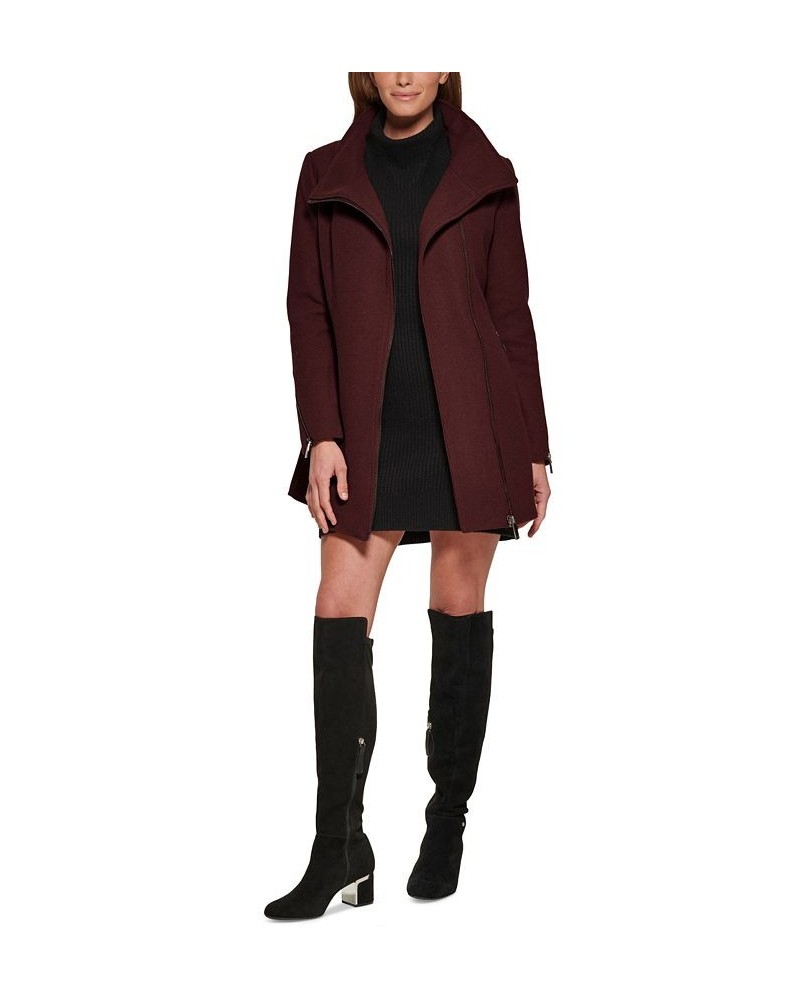 Women's Asymmetric Zipper Coat Purple $84.00 Coats