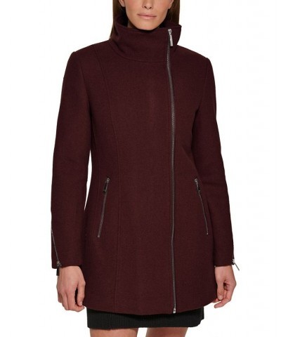 Women's Asymmetric Zipper Coat Purple $84.00 Coats