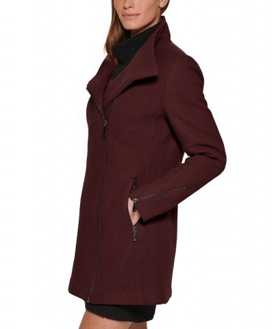 Women's Asymmetric Zipper Coat Purple $84.00 Coats