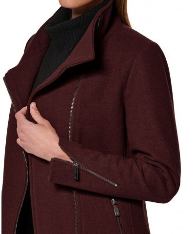 Women's Asymmetric Zipper Coat Purple $84.00 Coats