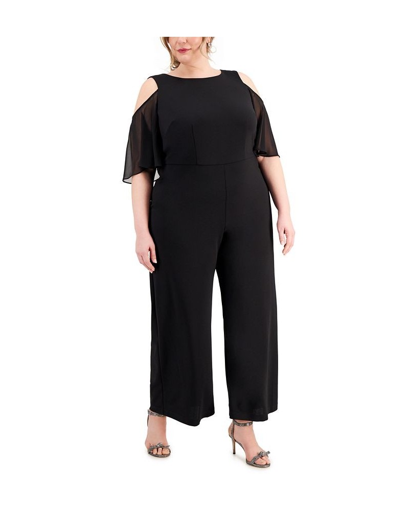 Plus Size Cold-Shoulder Wide-Leg Jumpsuit Black $23.22 Pants