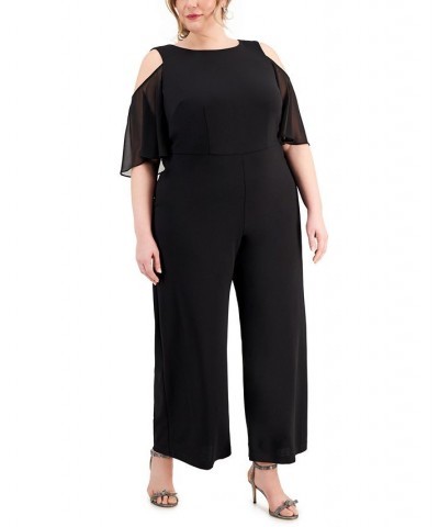 Plus Size Cold-Shoulder Wide-Leg Jumpsuit Black $23.22 Pants