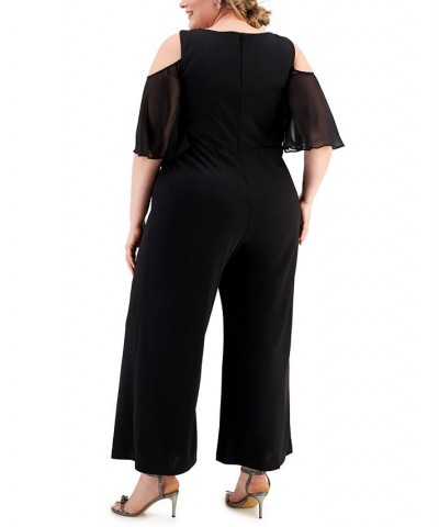 Plus Size Cold-Shoulder Wide-Leg Jumpsuit Black $23.22 Pants