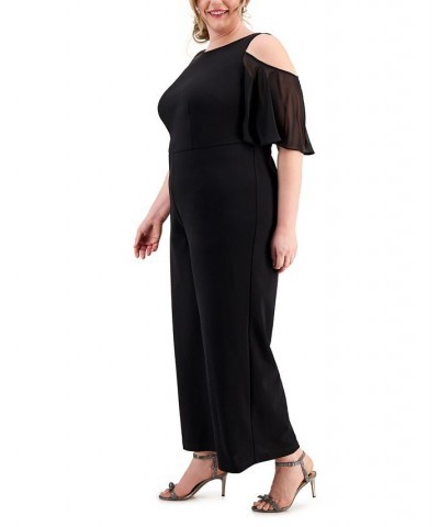 Plus Size Cold-Shoulder Wide-Leg Jumpsuit Black $23.22 Pants