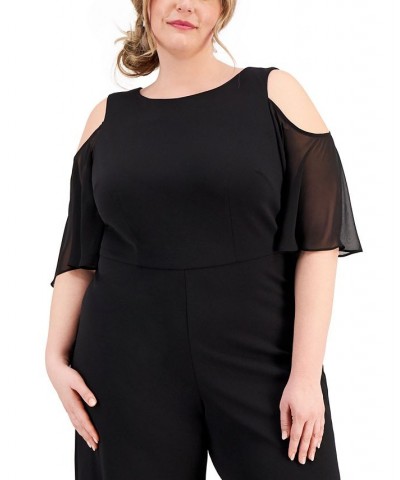 Plus Size Cold-Shoulder Wide-Leg Jumpsuit Black $23.22 Pants