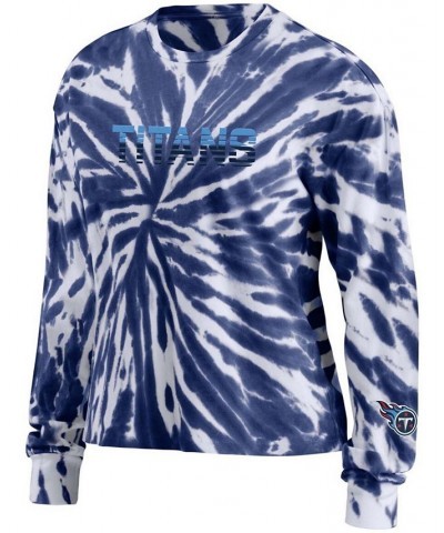 Women's Navy Tennessee Titans Tie-Dye Long Sleeve T-shirt Navy $28.59 Tops