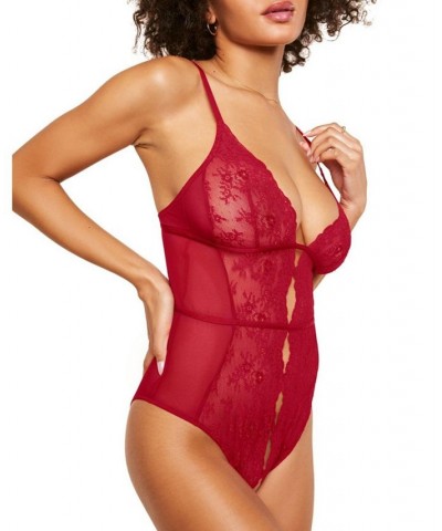 Rosie Women's Crotchless Bodysuit Lingerie Red $37.48 Lingerie